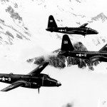 A three-plane formation of VP-4 P2V-2's in-flight over Alaska, 18 October 1948. A three-plane formation of VP-4 P2V-2's in-flight over Alaska, 18 October 1948.